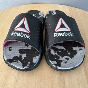 Reebok Slip On‎ Kids Slides | Black + Grey + Red